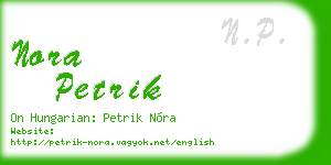 nora petrik business card